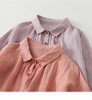 Linen Blouse Women Summer Shirts Casual Loose Soft Breathable Tops French