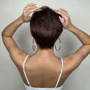 Short Bob Straight Human Hair Wigs with Bangs Pixie Cut Wig Dark Hair Wigs for Women