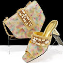 Rhinestone Metal Design Strange High Heel Style Peep Toe Shoes and Bag Set