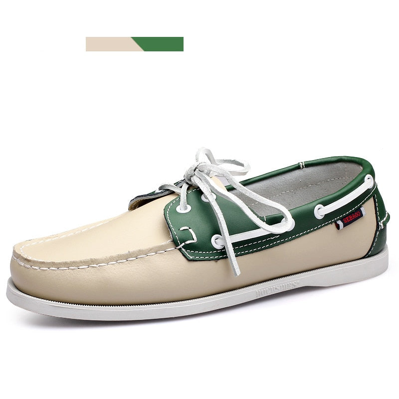 Men Casual Shoes Fashion Leather Docksides Boat Shoes British Style Lace Up Men Loafers Men Breathable Handmade