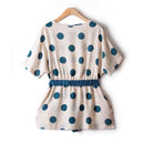 Woman Blouses Dot Waist Elastic Slim Blocking Short Sleeve Sweet Chiffon T-Shirt Female Clothing