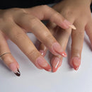24Pcs Mid-length Oval Almond Edge Wearing Nail French Simple Acrylic Manicure Art
