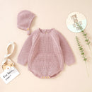 Newborn Infant Toddler Baby Girl Boy Rompers Warm Knit Jumpsuit Soft Outfits Hats Clothing