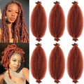 Red braided hair extensions with a model wearing the hairstyle on a white background, Obroi