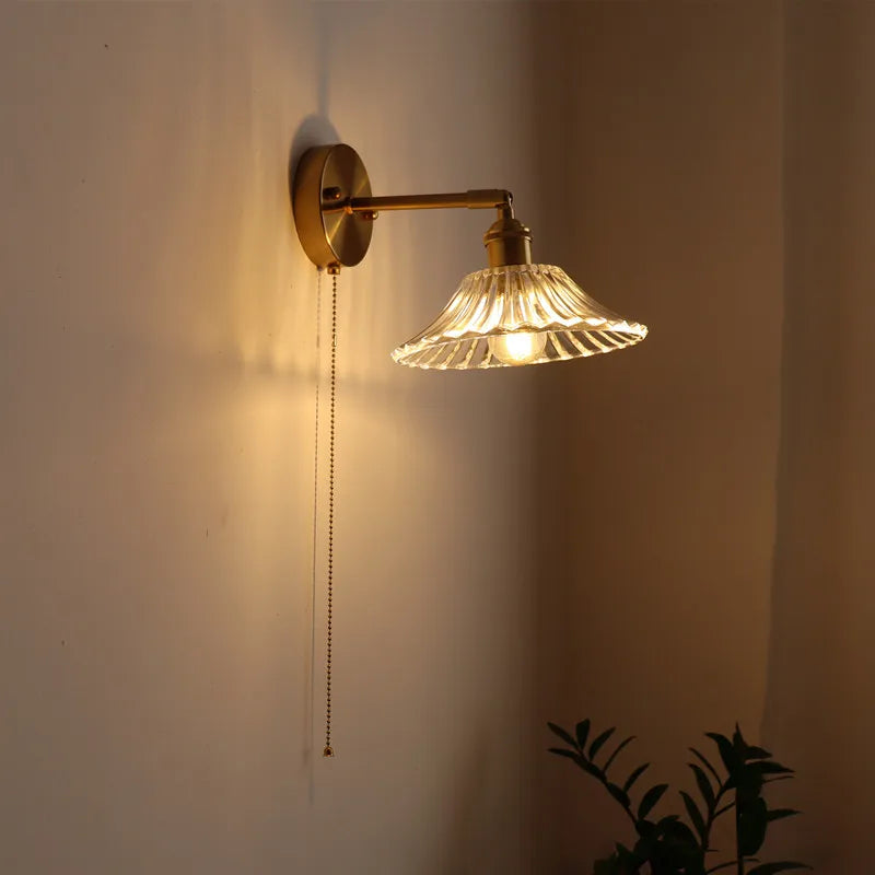 Wall Lamp Sconce Glass Balcony Bedroom Bathroom Mirror Light Fixtures Copper Nordic Lampe De Chevet