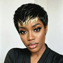 Pixie Cut human human hair Wig 6Inch Basic for Daily Women Chic Retro short straight