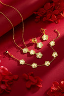 Women Light Luxury Super Flash Plum Blossom Set Female Plum Blossom Bracelet Necklace Earring Set