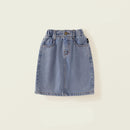 Spring Summer Girls Denim Pencil Skirt Soft Washed Baby Girl High-Waisted Skirt