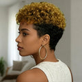 Short Pixie Cut Human Hair Wig 6 Inches Pixie Cut Wig Human Hair Kinky Curly Wig for Women