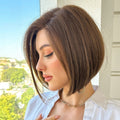 Blonde Unicorn Synthetic Lace Front Wigs Brown Short Bob Straight Wig For Women Heat Resistant Daily Party Use Wig