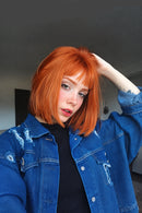 Ginger Straight Short Bob Human Hair Bob Brown Color Human Hair Wig with Bangs