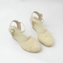 Summer Women Sandals Laces Upper Espadrilles Round Toe Wedges