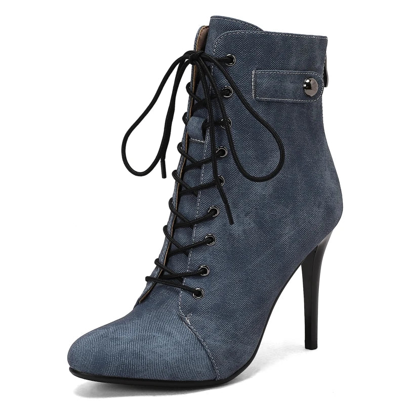 Women's Ankle Boots Short Boot Autumn Spring Denim Shoes Female