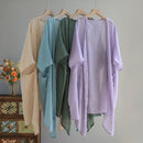 Linen thin section sunscreen tops summer female temperament simple loose medium-length cardigan