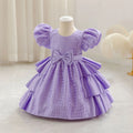 Dresses Plaid Flower Girls Elegant Birthday Gown With Bow Children Birthday Frocks 0-4 Years