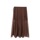 Summer new product women's casual beaded bow polka dot hem MIDI long skirt