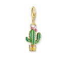 Green Cactus Gold Plated Pendants Charm For Jewelry Making Solid 925 Sterling Silver Gift For Women Men