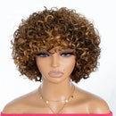 Mannequin head with a curly wig labeled 'Obroi' on a white background, Obroi