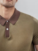 Casual Mens Polo Shirts Knitted Short Sleeve Buttoned Lapel Tops Summer Leisure Mens