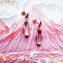 Pink Stone Rose Gold Plated Stud Earrings Europe Romantic Fine Jewerly For Women Gift In Real 925 Sterling Silver