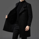 Winter Wool Jacket Men Light Luxury Long Woolen Trench Coats Thick Soft Warm Overcoat Man