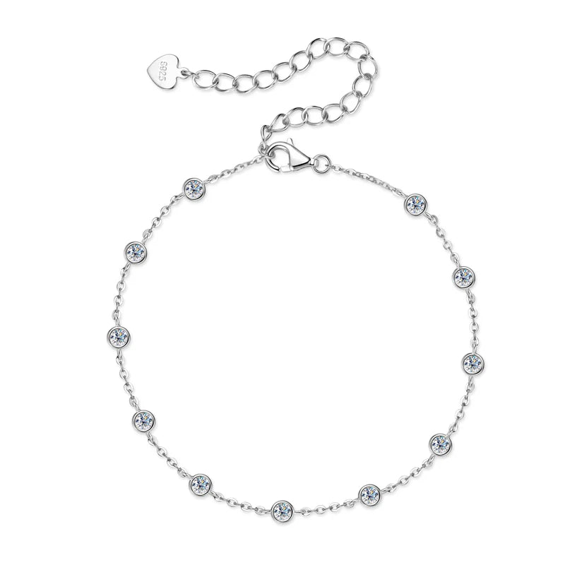 925 Sterling Silver Adjustable Bracelets Certified 2.5mm Bezel Cuff Bracelet For Women Hand Chain Jewelry Gift