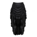 Women Dance Skirt Gothic Irregular Shirring Pleated Ruffle High-Waist High-Low Hem Solid Party Maxi Skirt Daily Clothing