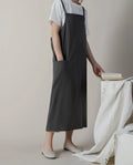 Floral Linen Adjustable Version Apron Advertising Bib Pocket Baking Kitchen