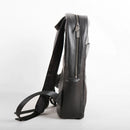 Black leather backpack on a white background, Obroi
