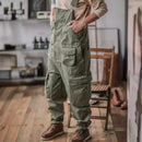 Straight Tube Multi Pocket Work Overalls Men Hip-hop Jumpsuit Couple Suspender Pants
