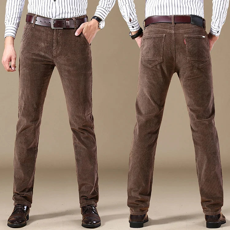 Men Corduroy Classic Straight Fit Flat Front Pants Cotton Trouser Stylish and Comfortable Pants