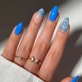 24pcs Cat Eye Press on Nails Finished Flower Design Full Cover Almond False Nail