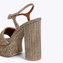 Rhinestone buckle Sandals with Women Thick High-heeled and Thick Soled Shoes