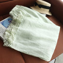 Lace Hem Wide Leg Pants Women Summer Elastic Waist Casual Loose Straight Pants