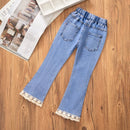 Girl denim jeans spring and autumn casual denim trousers children