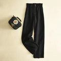 Women Leg Pants Female Flower Bud Waist Straight Leg Trousers Lady Summer Cotton Linen Pant