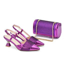 Shoes and Bag Match for Women Luxury Elegant Pointed Toe Rhinestone Bag Set for Women Italy