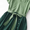 Solid Vintage Dresses For Women Summer Casual Green Dress Elegant Clothing