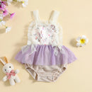 Newborn Infant Baby Girls Summer Romper Sleeveless Floral Bunny Playsuit Ruffle Jumpsuit Easter Outfits Cute Clothes