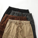 Summer Mens Cargo Shorts Loose Fit Casual  Cotton Shorts Elastic Waist Drawsting Pant