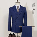 Elegant man suit for wedding peach Slim Fit Double Breasted Multiple buttons Casual Business man 2 piece outfit set
