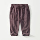 Summer Linen Straight Leg Casual Pants Men's Loose Fit Seven-Quarter Length Breathable