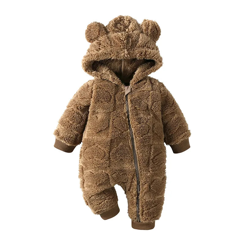 Toddler Cute Rompers Outerwear Snowsuits Winter Warm Fleece Newborn Baby Hooded Jumpsuit