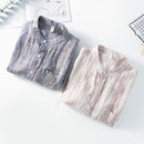 Linen Men Long Sleeve Striped Plaid Shirt Simple Comfort Shirts Male Classic Tops Clothes