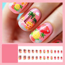 24pcs Summer False Nails Sweet Strawberry Fruit Nails Tips Wearable Detachable Press on Nails