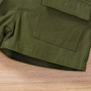 Toddler Girl Trendy Ribbed Tank Top and Buckled Belted Shorts Set