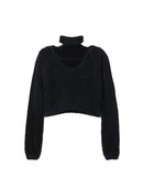 Hollow Out Long Sleeve Pink Crop Top Female Clothing Casual Pullover Sexy Sweater Women Corset Clothes Aesthetic