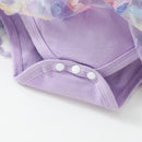 Summer Infant Baby Girl Set Puff Sleeve Flower Bodysuit Dress Bow Headband Outfits Clothes