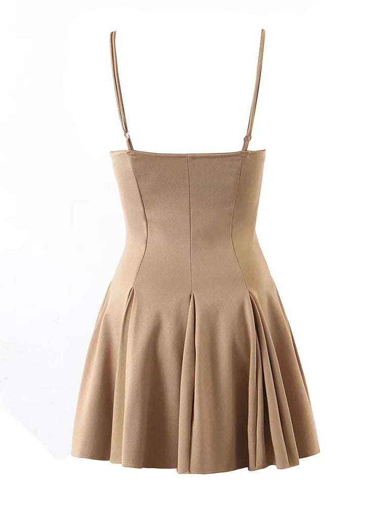 Women Bow Lace Up Sling Sexy Dress Vintage Solid Ladies Short Summer Dress Romantic Female