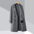 Men Wool Jacket Business Suit Collar Outdoor Job Warm Wool Coat Knee High Design Journey Light Winter Overcoat